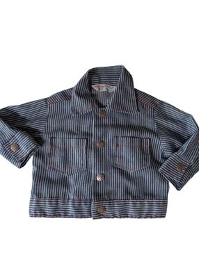 70s 80s Vintage Healthtex Infant‎ Blue White Striped Denim Jacket
